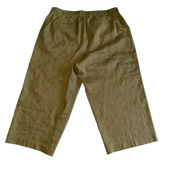 J. Jill Olive Green Linen Blend Cropped Capri Wide Leg Pull-On Pants Size XLP - Picture 4 of 8